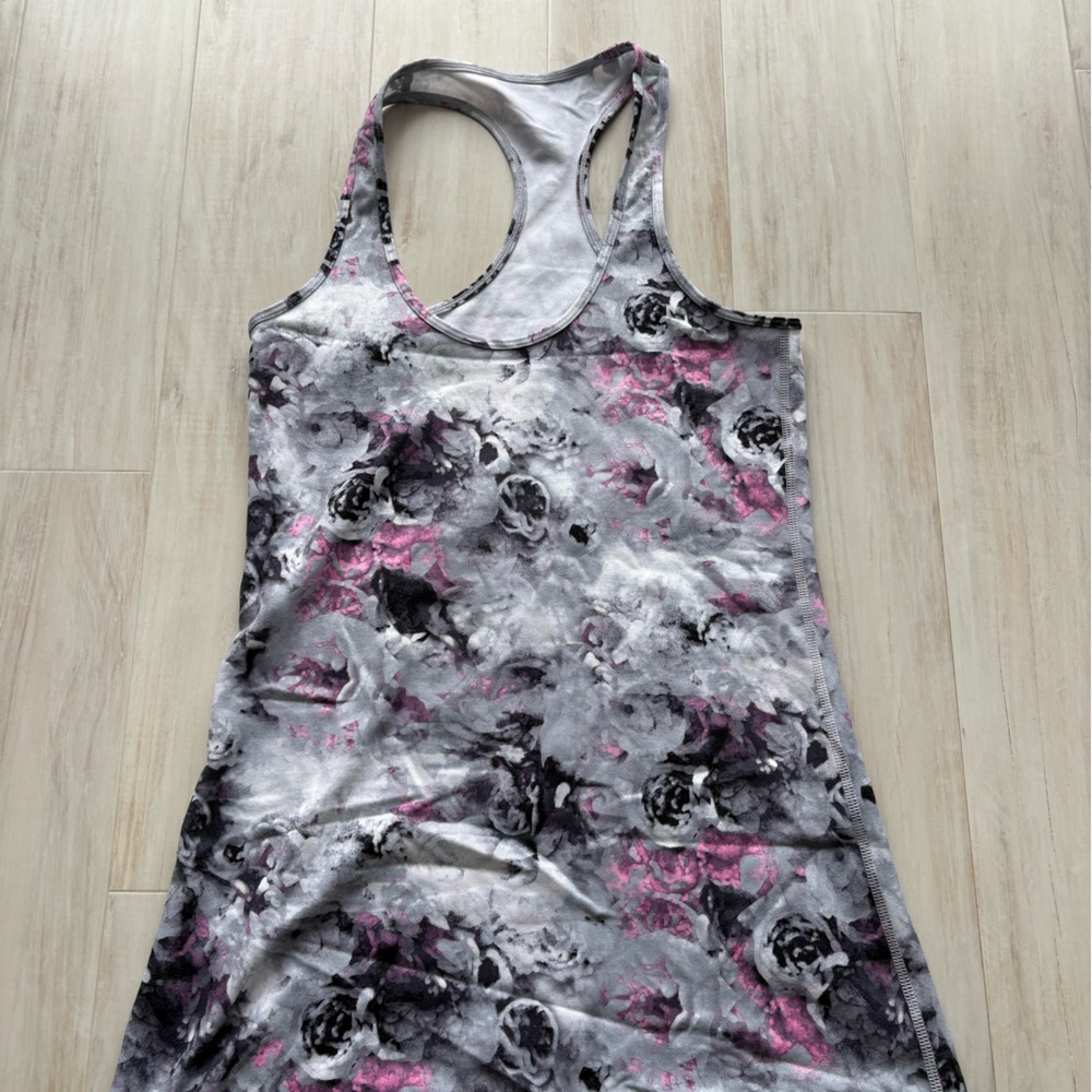 Lululemon Floral Racerback Tank Top - Gray and Pink